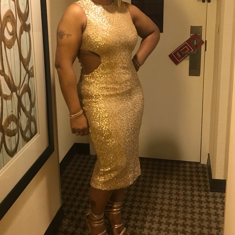 Glamorous Gold Sequin Dress Size Large